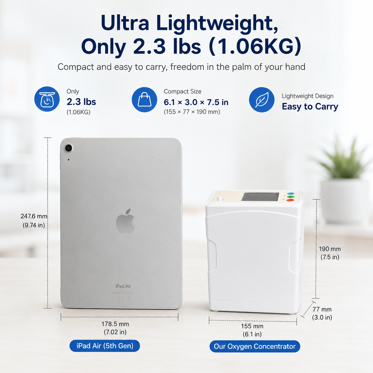 1-8L Portable Pulse Dose & Continuous Flow Oxygen Concentrator —— CHO-06