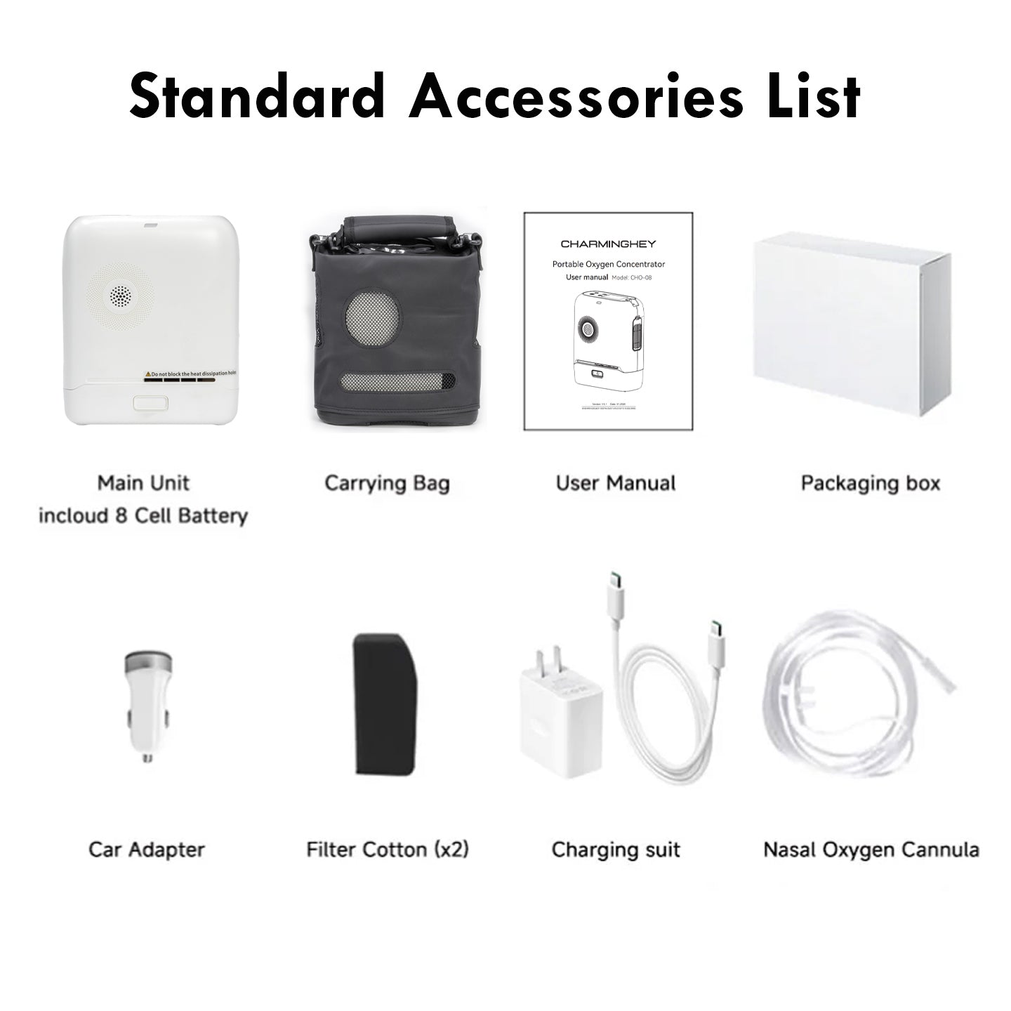 1-8L Pulse Dose & Continuous Flow Oxygen Concentrator - CHO-08